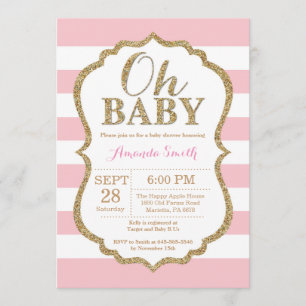Oh Baby Roze en Gold Baby shower Uitnodiging
