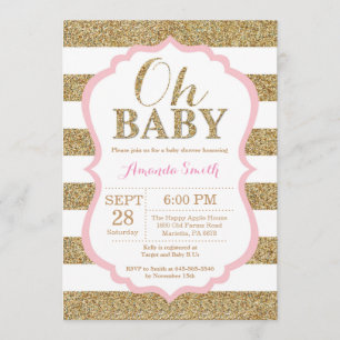 Oh Baby Roze en Gold Baby shower Uitnodiging
