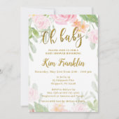 Oh Baby Roze en Gold Baby shower Uitnodiging (Voorkant)