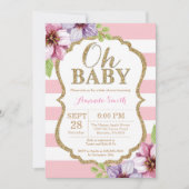 Oh Baby Roze en Gold Baby shower Uitnodiging (Voorkant)