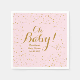 Oh Baby! Roze en goudConfetti Baby shower Napkins Servetten