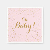 Oh Baby! Roze en gouden Confetti Napkins Servet (Voorkant)