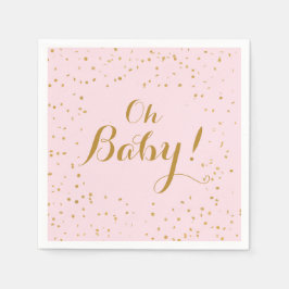 Oh Baby! Roze en gouden Confetti Napkins Servet