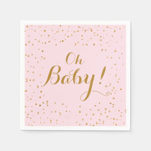 Oh Baby! Roze en gouden Confetti Napkins Servet (Voorkant)