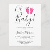 Oh Baby roze Feet Baby shower Uitnodiging Briefkaart (Voorkant)