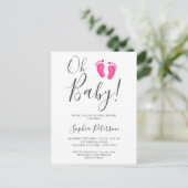 Oh Baby roze Feet Baby shower Uitnodiging Briefkaart (Staand voorkant)