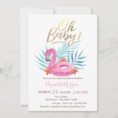 Oh Baby Roze Flamingo Palm Leaves Baby shower Kaart (Voorkant)