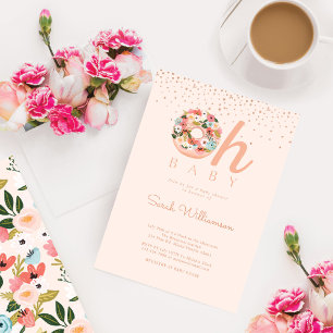Oh Baby Roze Floral Botanisch Donut Baby shower Kaart