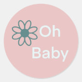 Oh Baby roze Floral Daisy Classic Round Sticker (Voorkant)