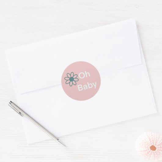 Oh Baby roze Floral Daisy Classic Round Sticker (Envelop)
