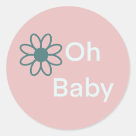 Oh Baby roze Floral Daisy Classic Round Sticker