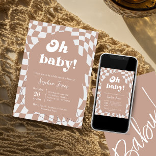 Oh Baby! Roze geruit   Gingham   BABY SHOWER I Kaart