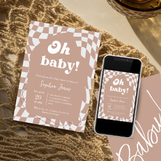 Oh Baby! Roze geruit | Gingham | BABY SHOWER I Kaart