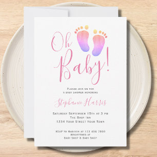 Oh Baby Roze Girl's Baby shower Kaart