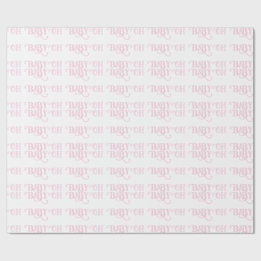 Oh Baby Roze Girly Typografie Wrapping Paper Cadeaupapier (Vlak)