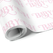 Oh Baby Roze Girly Typografie Wrapping Paper Cadeaupapier (Rol Hoek)