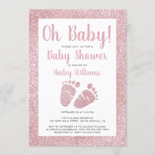 Oh Baby Roze Glitter Baby Feet Baby Girl Shower Kaart