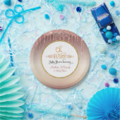 OH BABY roze glitter zet Baby shower Typografie op Papieren Bordje (Feest)