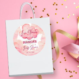 Oh baby roze grillige cloud baby shower gunst ronde sticker