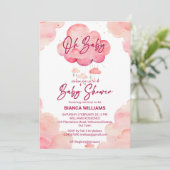 Oh baby roze grillige cloud baby shower sjabloon kaart (Staand voorkant)