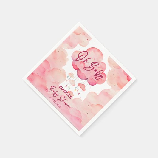 Oh baby roze grillige cloud baby shower sjabloon servet (Hoek)