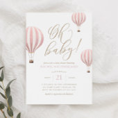 Oh Baby Roze Hot Air Ballon Baby shower Invitatie Kaart