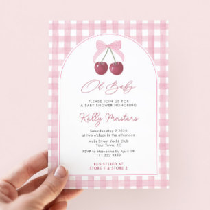 Oh Baby  Roze Kersen Meisje Baby shower Kaart