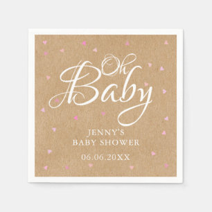 Oh Baby Roze Liefdeshartjes Baby Shower / Feestje Servet