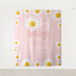 Oh Baby Roze Madeliefje Baby Shower Foto Achtergro Wandkleed