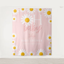 Oh Baby Roze Madeliefjes Baby Shower Foto Achtergr