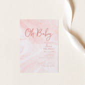 Oh Baby Roze Marmeren Meisje Baby shower Uitnodigi Kaart