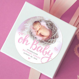 Oh Baby Roze Matin Sweet Girl Foto Chic Ronde Sticker