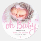 Oh Baby Roze Matin Sweet Girl Foto Chic Ronde Sticker (Voorkant)