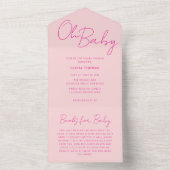 Oh Baby Roze Minimale Baby shower All In One Uitnodiging (Binnen)