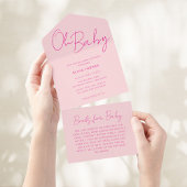 Oh Baby Roze Minimale Baby shower All In One Uitnodiging