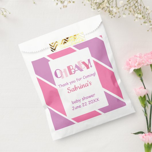 Oh Baby Roze Modern Baby shower Favorietentas Bedankzakje (Gezegeld)