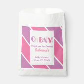 Oh Baby Roze Modern Baby shower Favorietentas Bedankzakje (Voorkant)