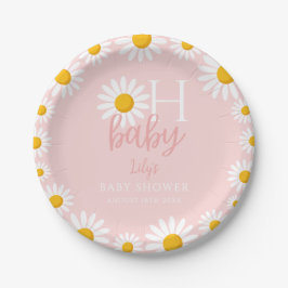 Oh Baby Roze Modern Daisy Baby shower Papieren Bordje