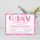 Oh Baby Roze Modern Whimsical Baby shower Kaart (Staand voorkant)