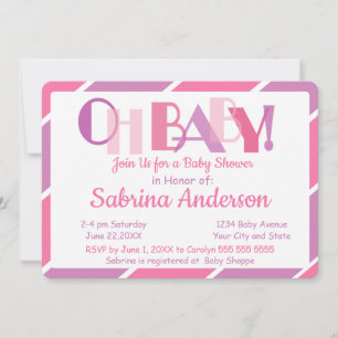 Oh Baby Roze Modern Whimsical Baby shower Kaart