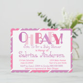 Oh Baby Roze Modern Whimsical Baby shower Kaart (Staand voorkant)
