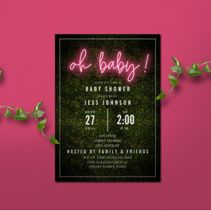 Oh Baby Roze Neon Boxwood Baby shower Kaart