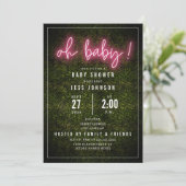 Oh Baby Roze Neon Boxwood Baby shower Kaart (Staand voorkant)