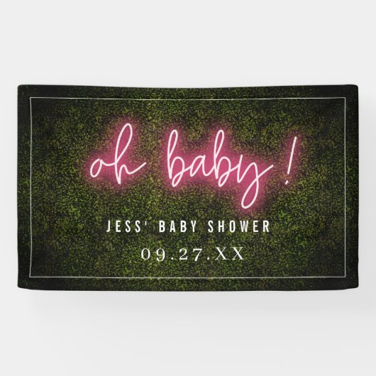 Oh Baby Roze Neon Boxwood Baby shower Spandoek (Horizontaal)