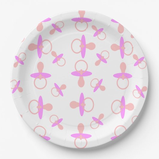 Oh Baby Roze Pacifiers Papieren Bordje (Voorkant)