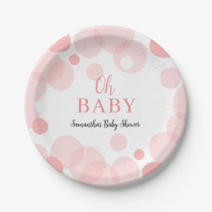 Oh Baby roze Polka Dots Meisje Baby shower Papieren Bordje