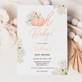 Oh Baby roze pompoen bloemenmeisje baby shower Kaart