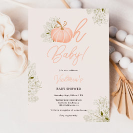 Oh Baby roze pompoen bloemenmeisje baby shower Kaart