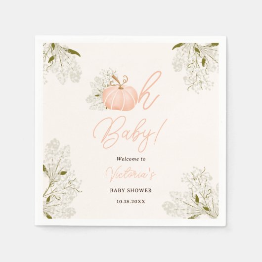 Oh Baby roze pompoen bloemenmeisje baby shower Servet (Voorkant)