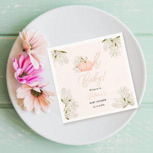 Oh Baby roze pompoen bloemenmeisje baby shower Servet